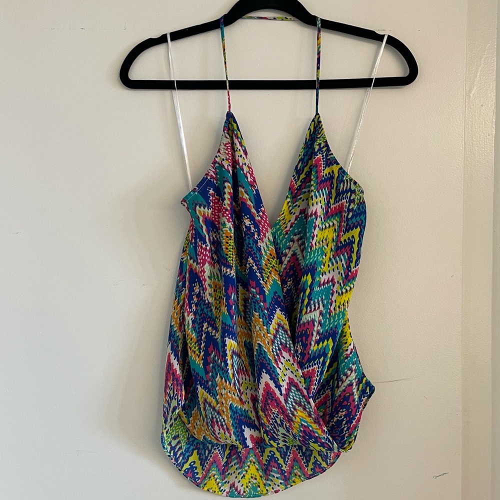Decker multicolored silk halter top M